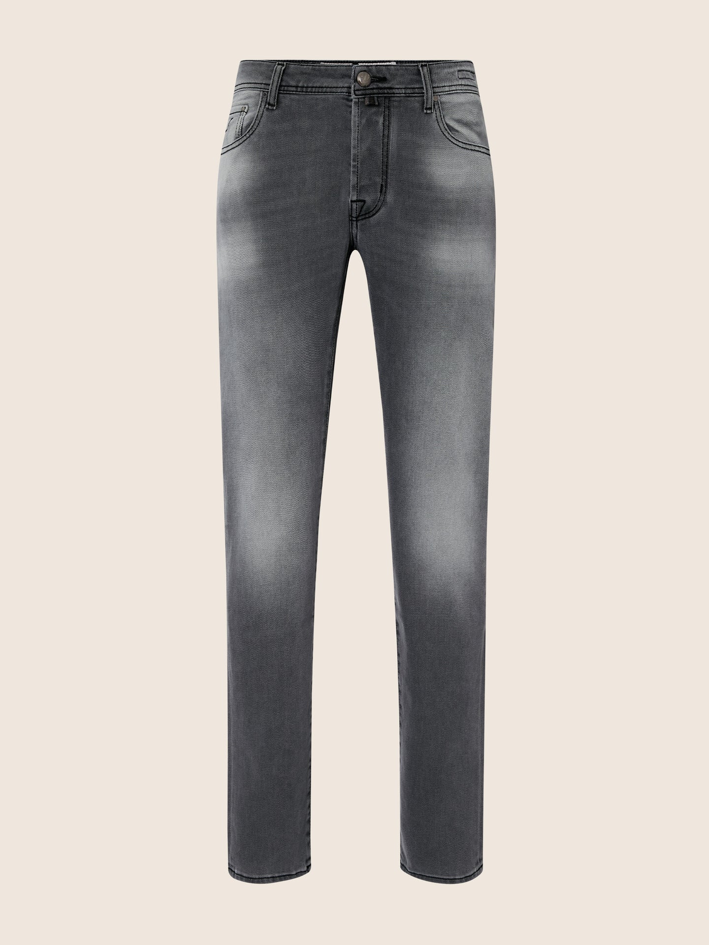 Jeans regular-slim 5 tasche Bard in denim super stretch nero effetto spray