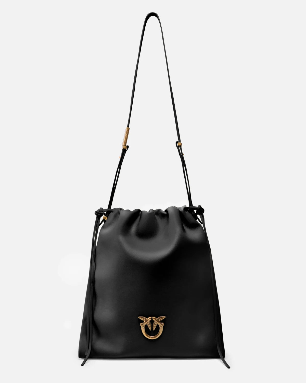 Borsa a spalla media in pelle con logo