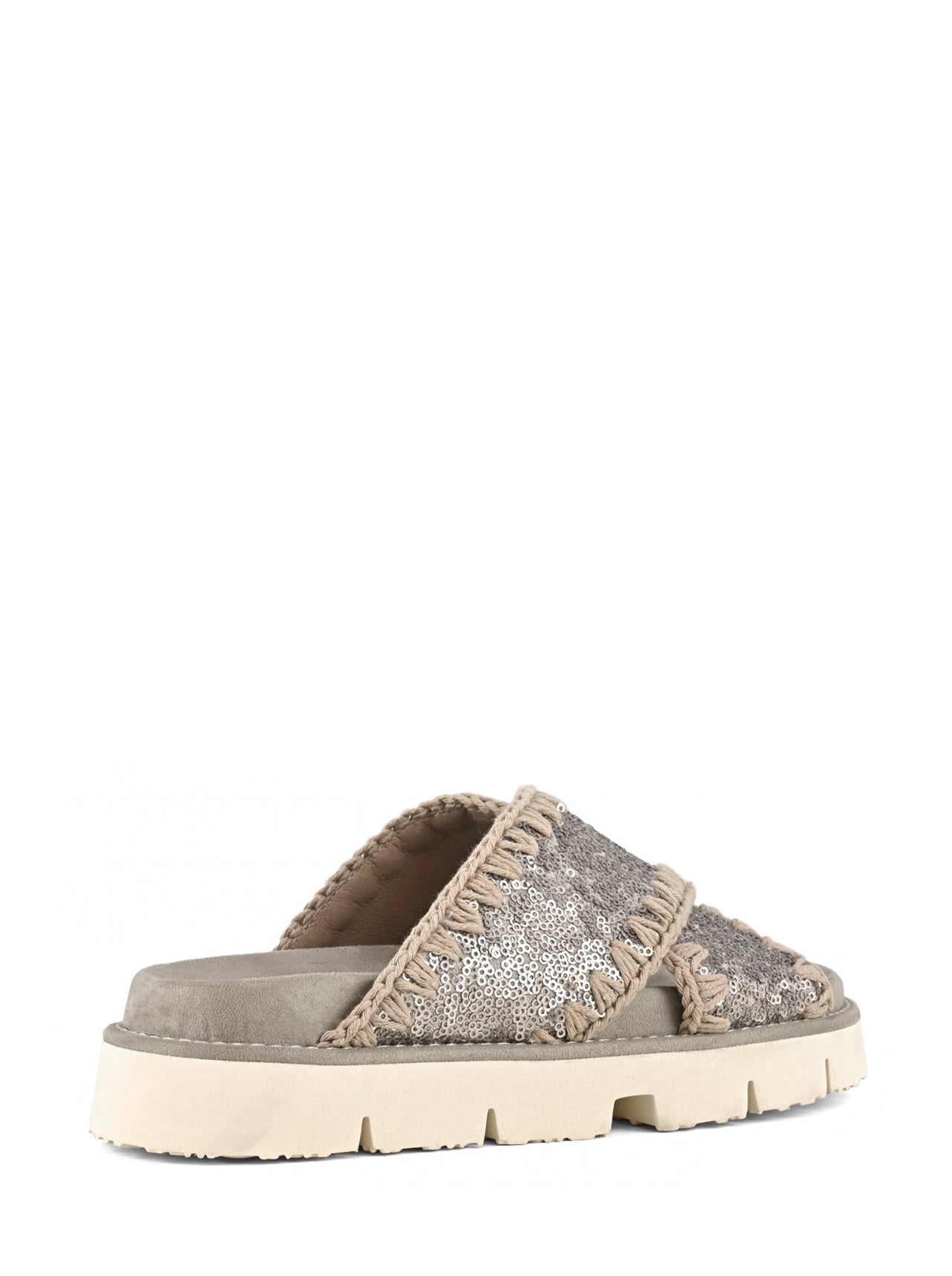Criss-cross bio sandal microsequins