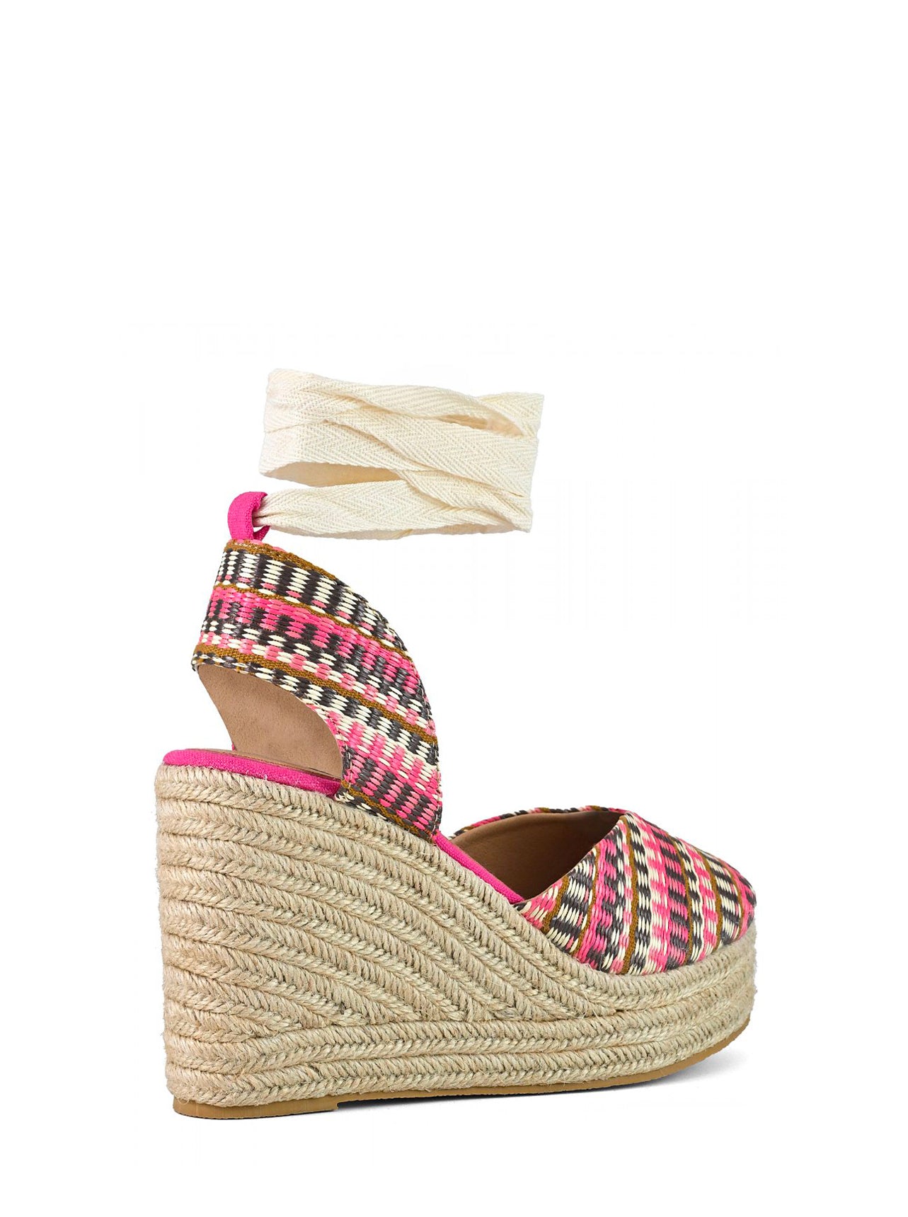 Sandali zeppa plateau in rafia multicolor