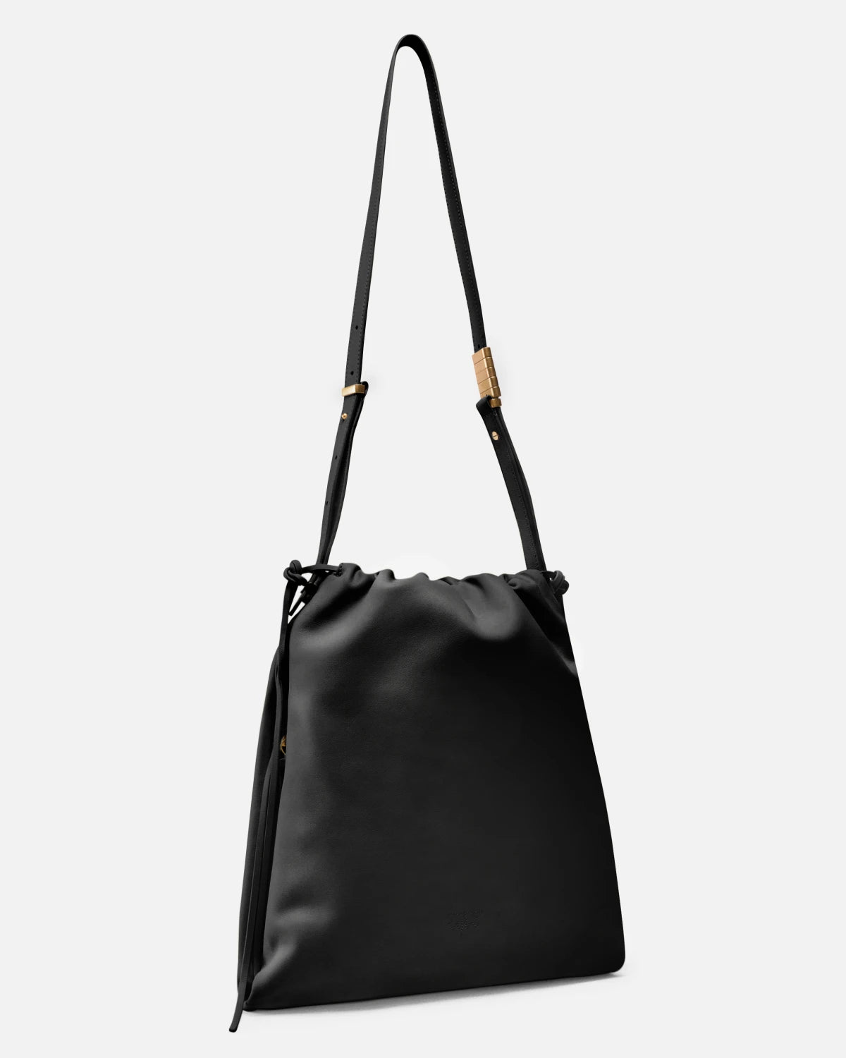 Borsa a spalla media in pelle con logo