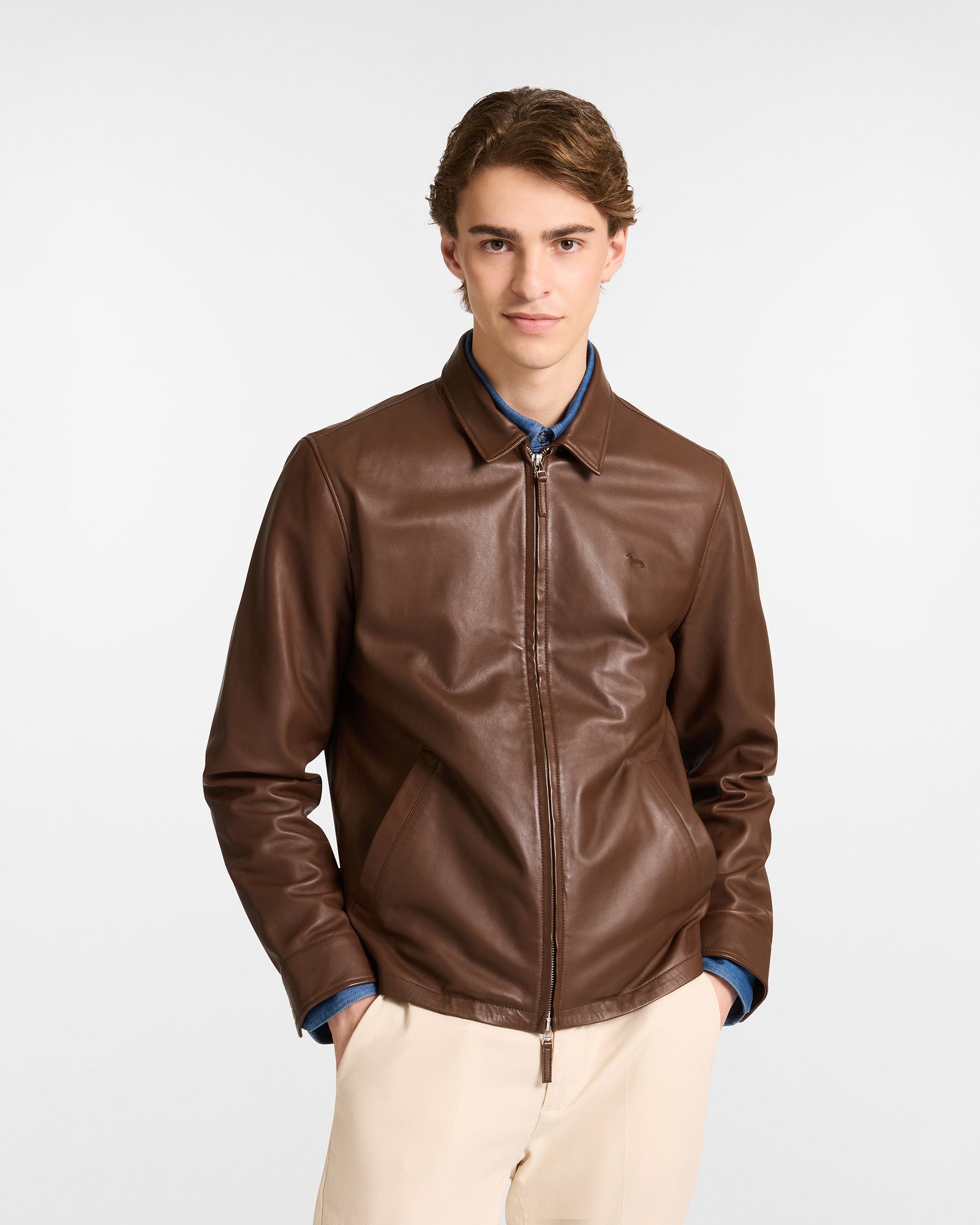 Bomber In Pelle Con Zip