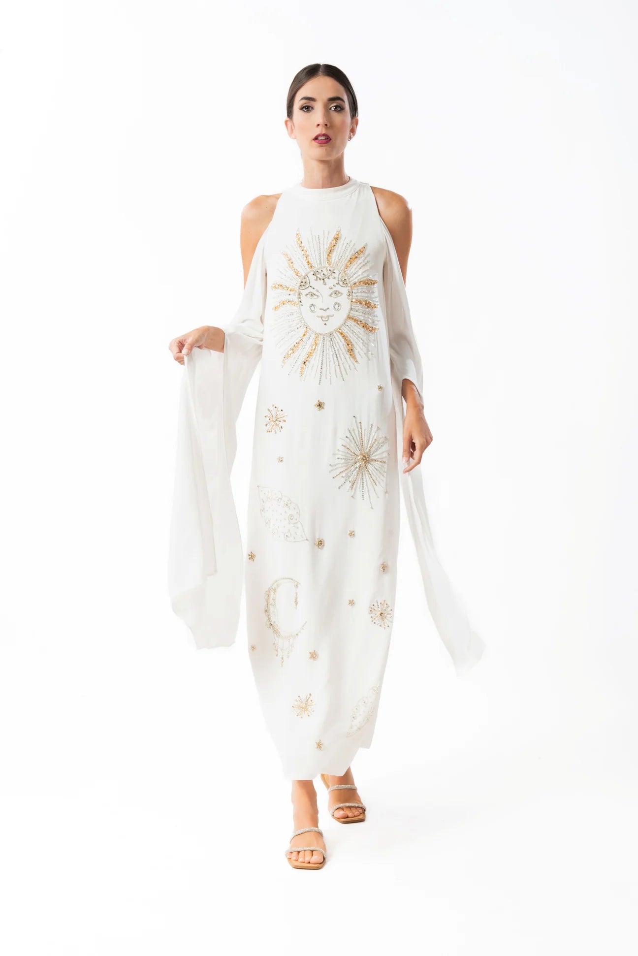 LONG DRESS WITH CUT-OFF SLEEVES