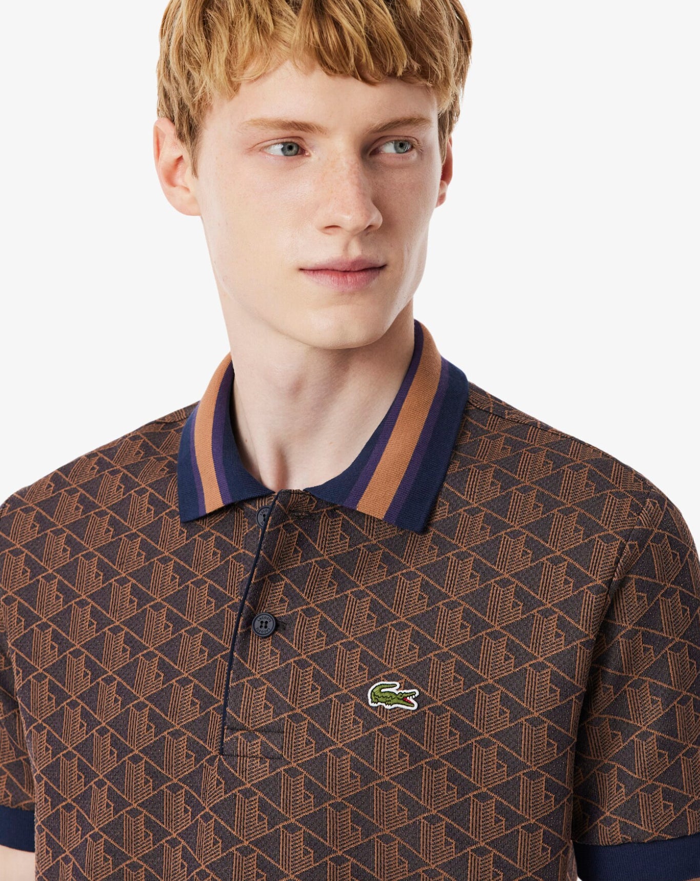 Polo dal taglio classico in jacquard con monogramma