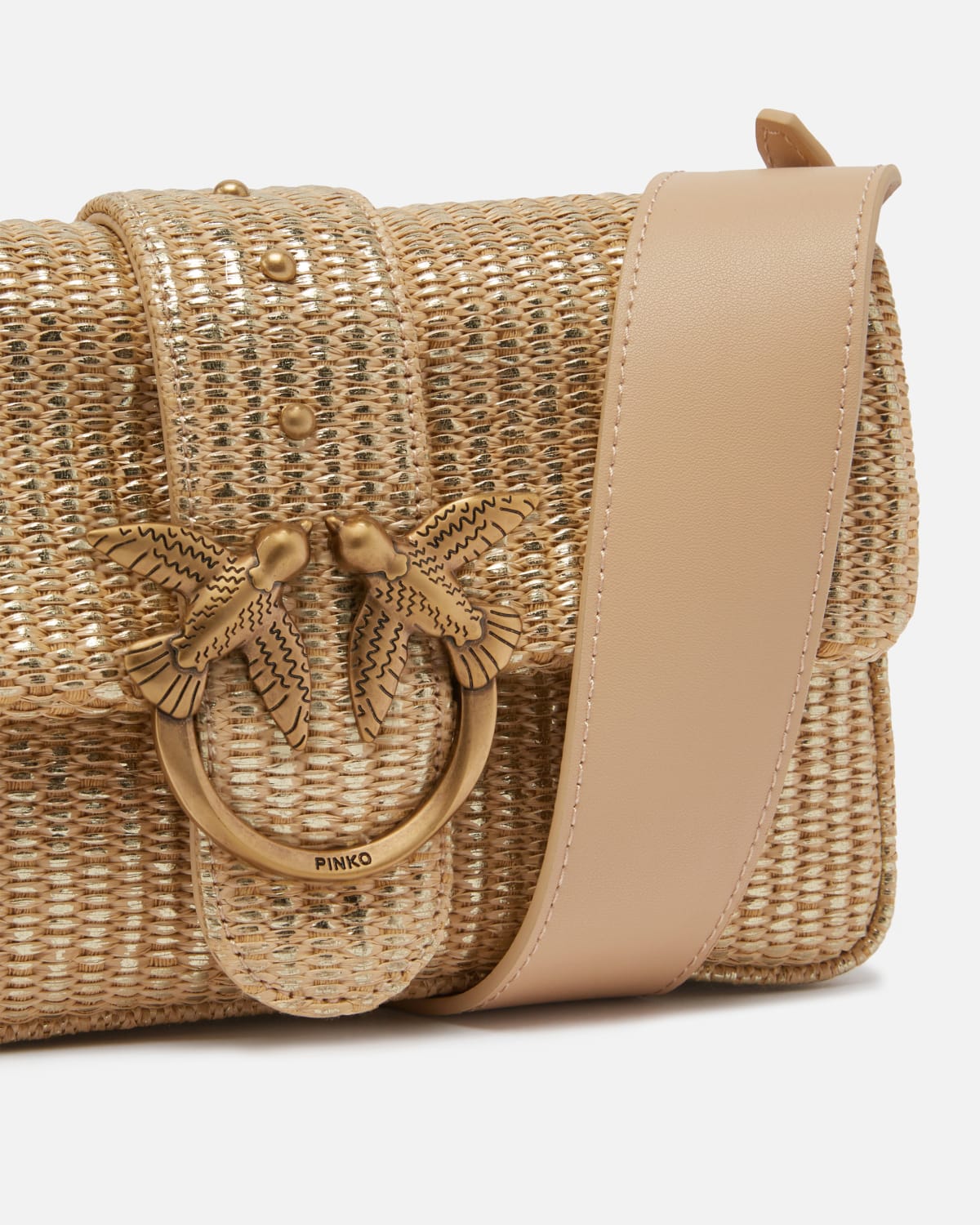 Borsa a spalla Mini Love Bag Slouchy in rafia