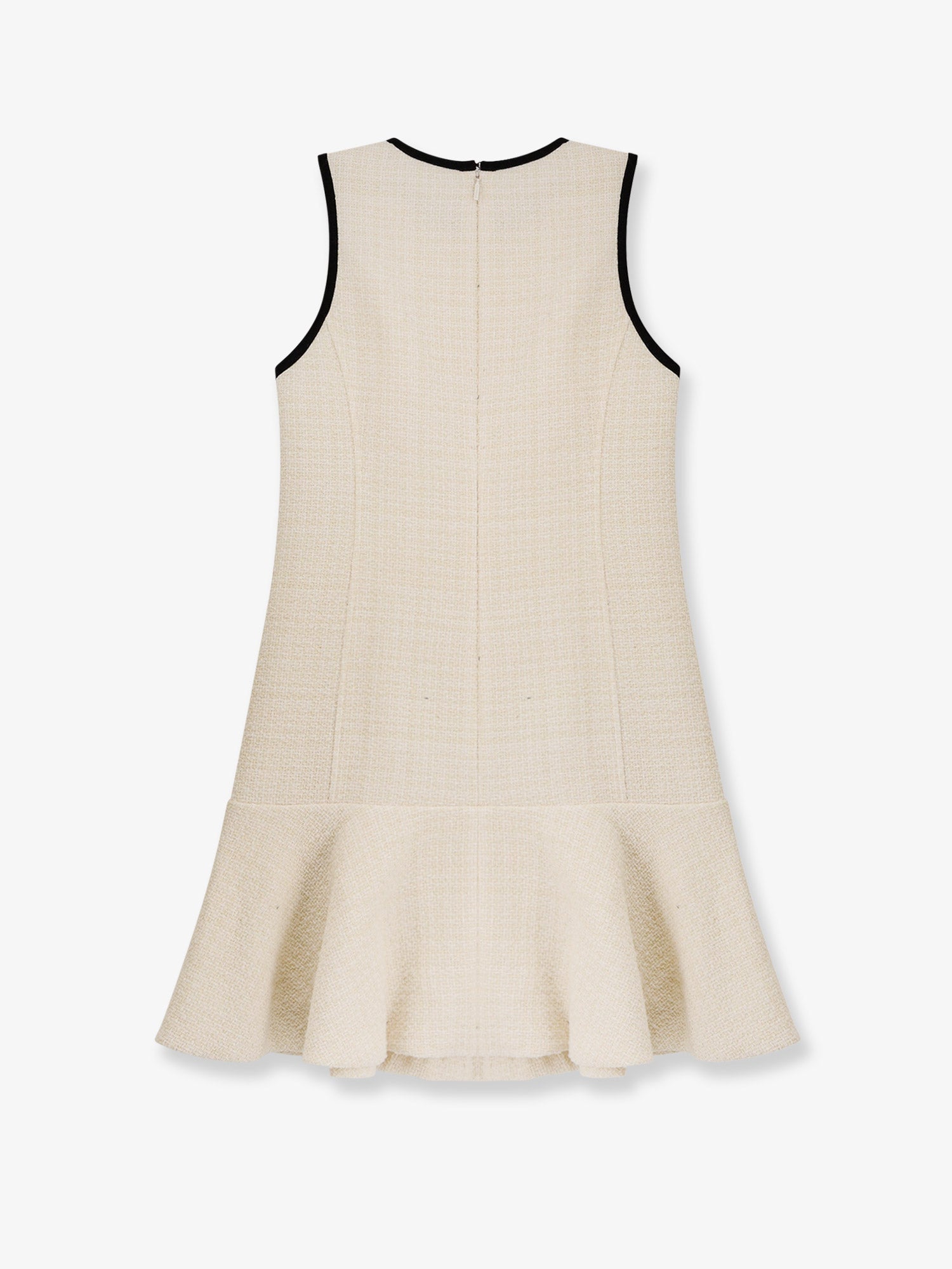 Abito smanicato scampanato in tweed fantasia