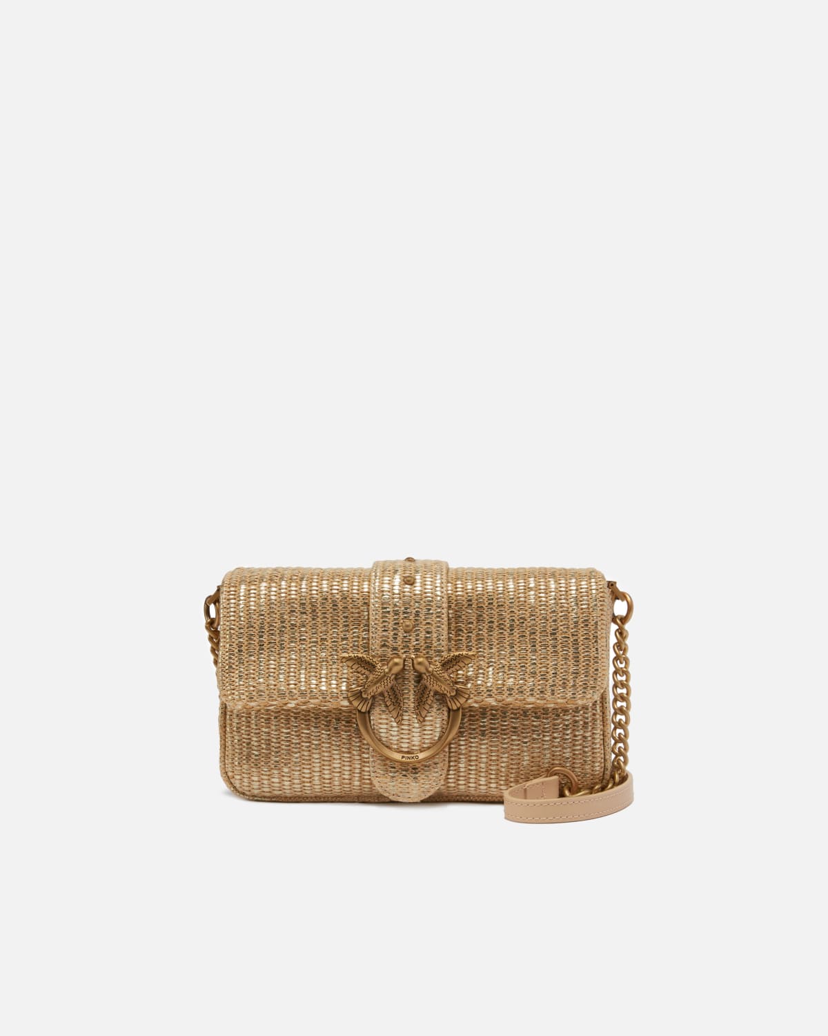 Borsa a spalla Mini Love Bag Slouchy in rafia