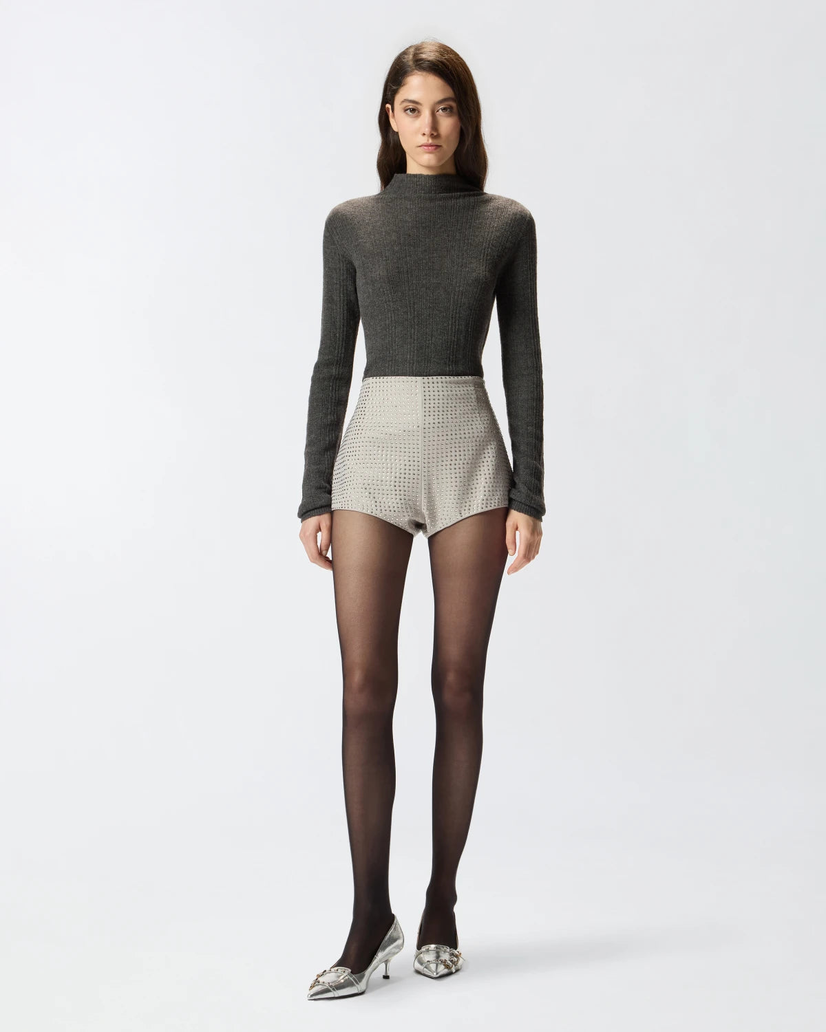 Shorts a vita alta full strass