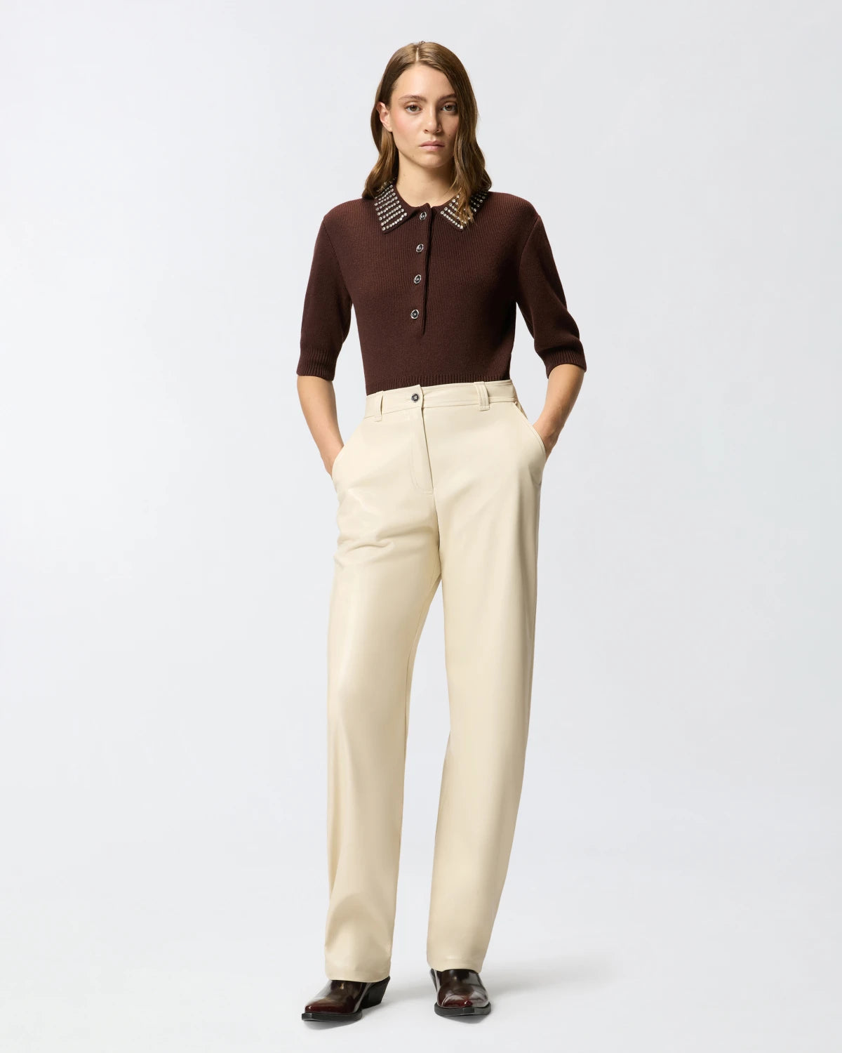 Pantaloni balloon effetto pelle soft touch