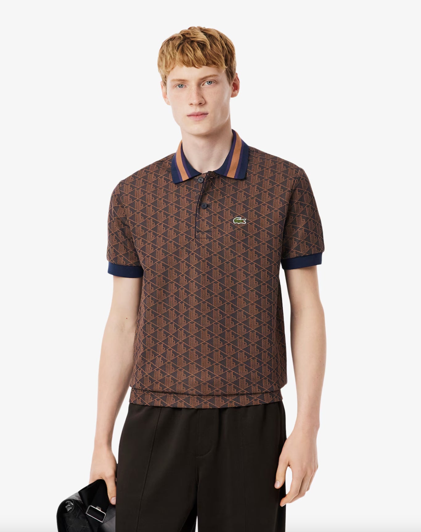 Polo dal taglio classico in jacquard con monogramma