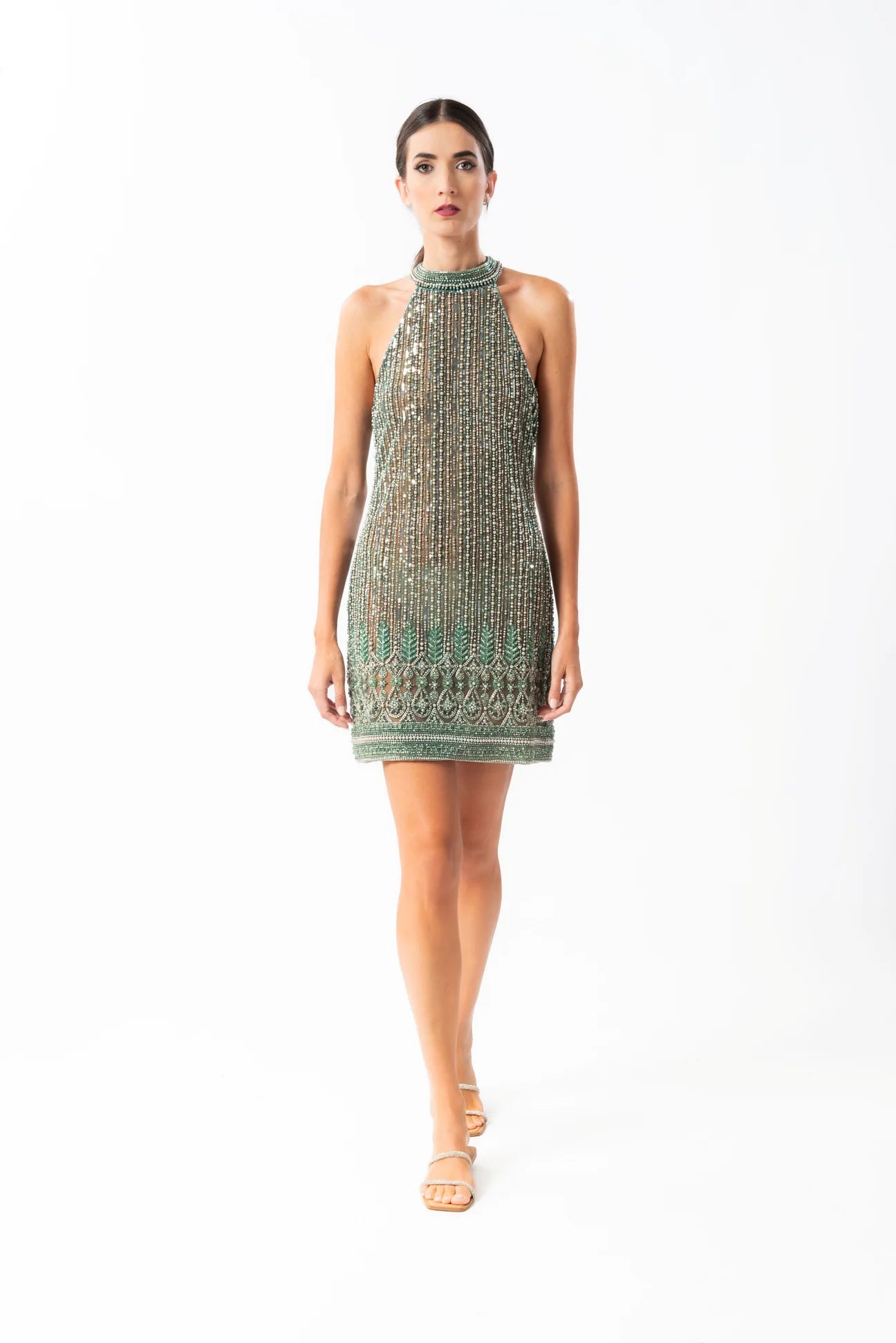 EMBROIDERY PEARL MINI DRESS