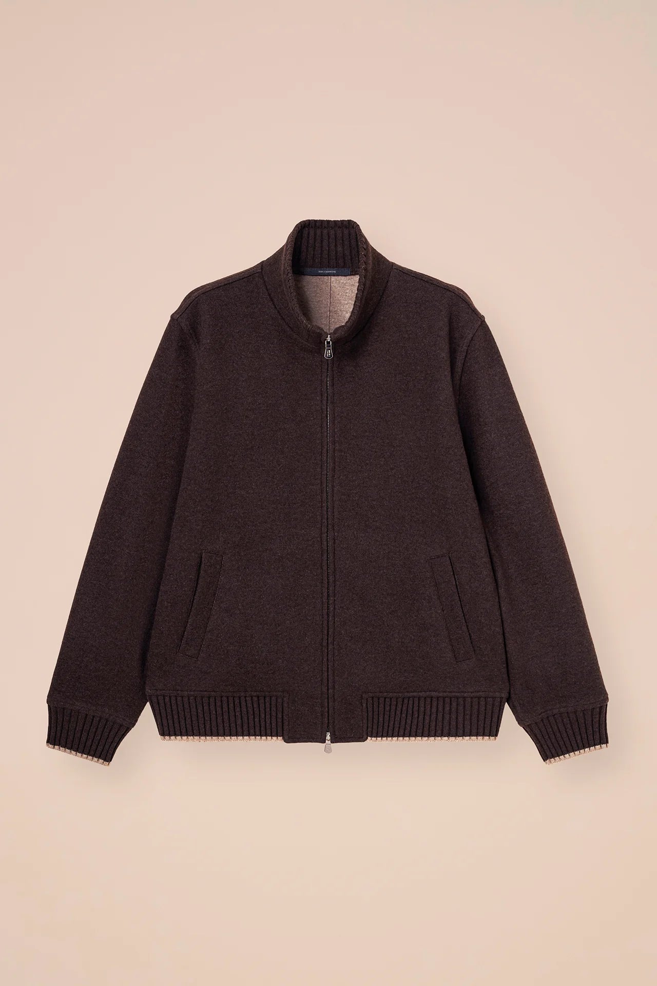 Lugano giacca in cashmere flanel con zip