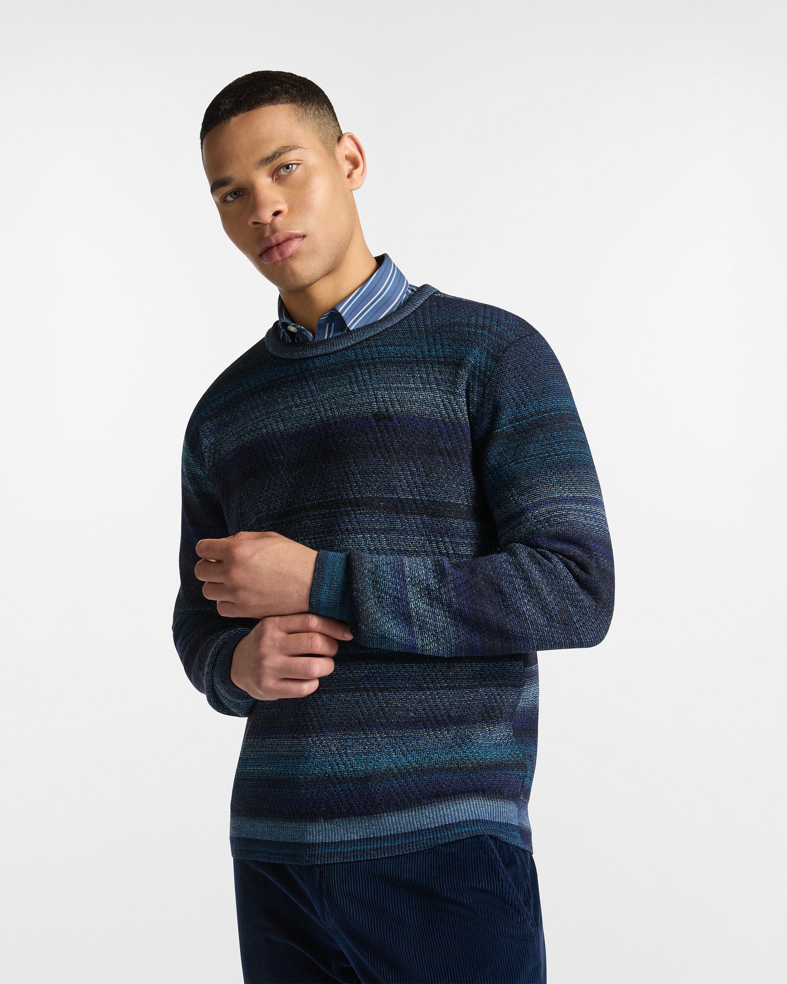 Pullover Lavorazione Chevron con filo stampato