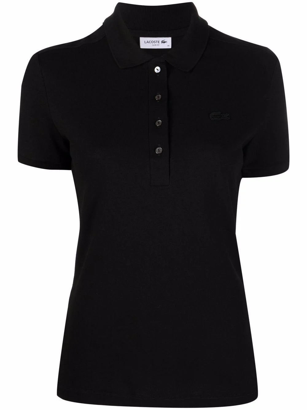 Polo nera logo ricamo tono su tono