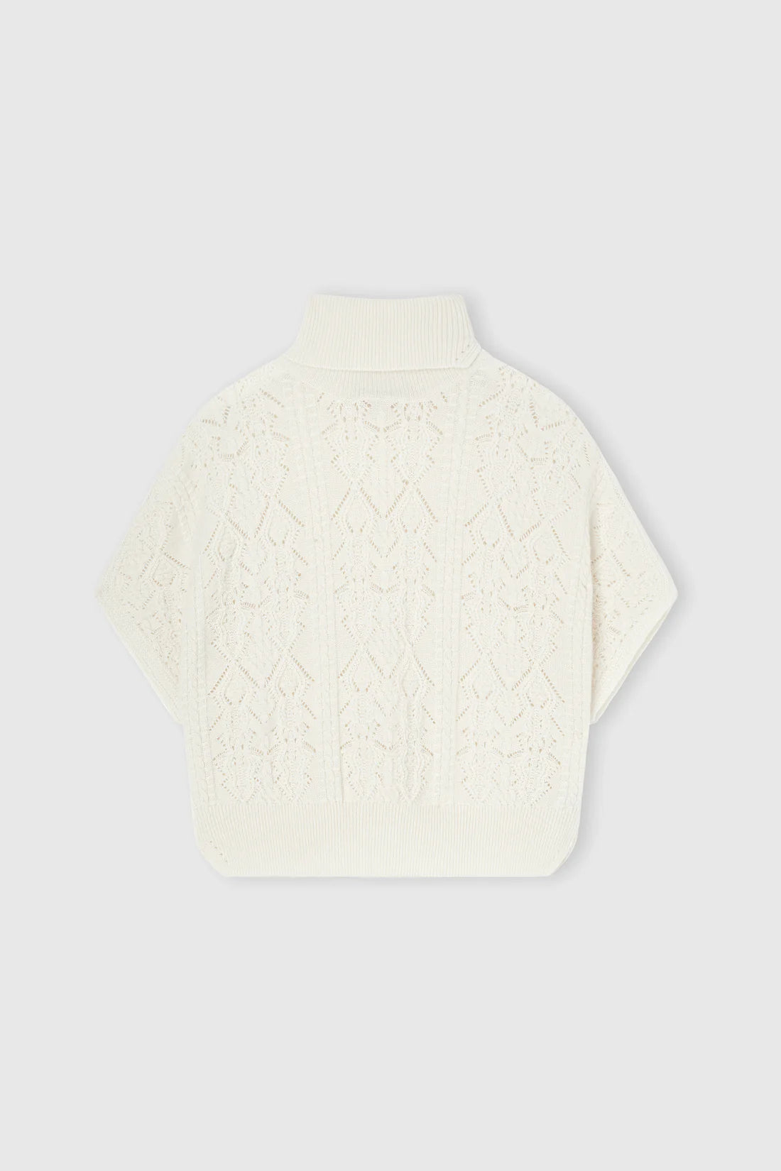 Poncho in lana e cashmere con lavorazione traforata