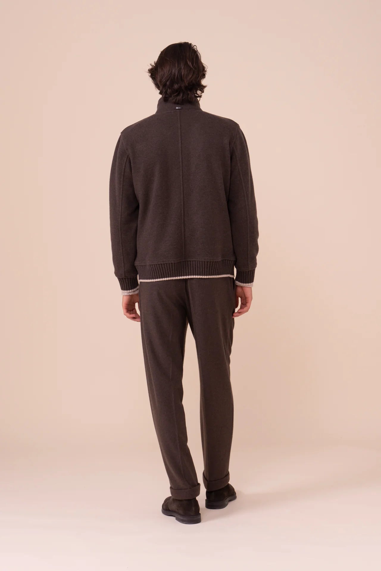 Lugano giacca in cashmere flanel con zip