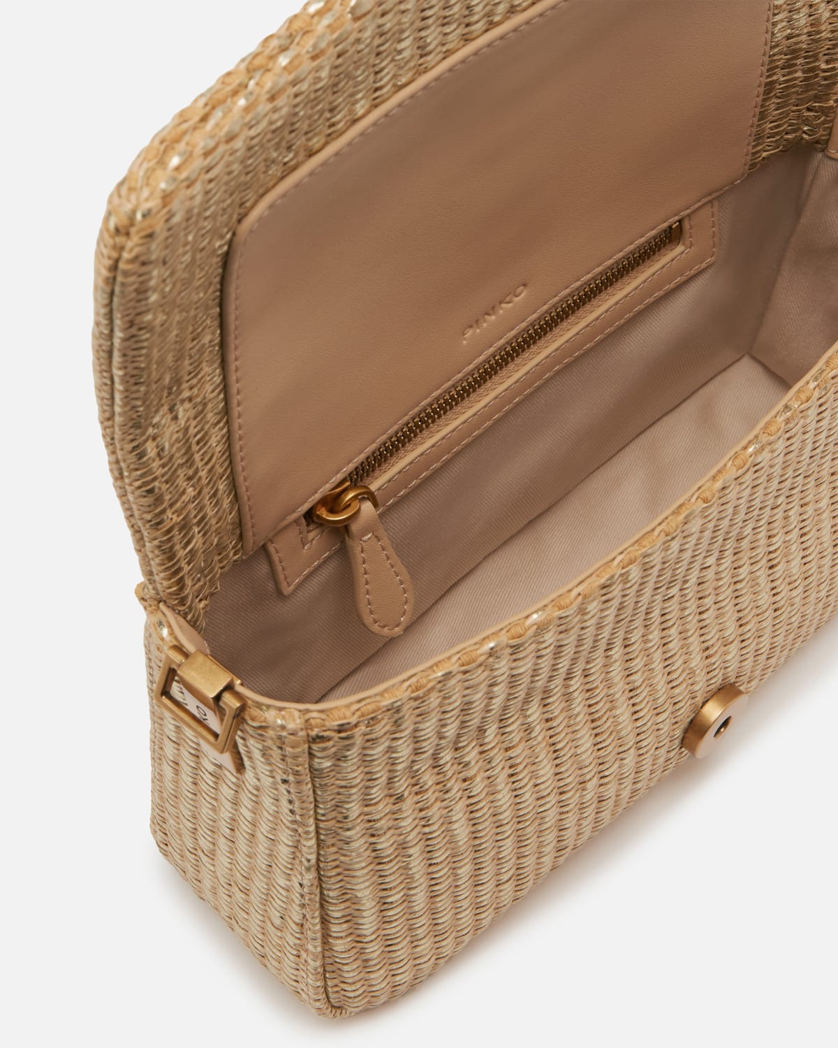 Borsa a spalla Mini Love Bag Slouchy in rafia
